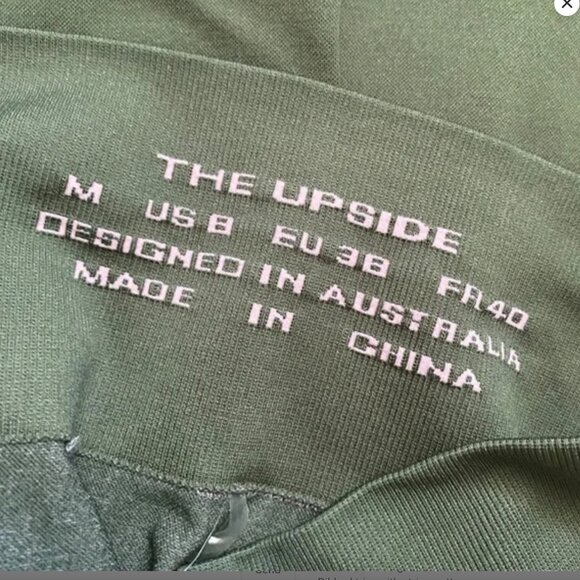 The Upside Form Seamless Midi Leggings Olive Green with Pink Stripe Size M - Picture 9 of 11